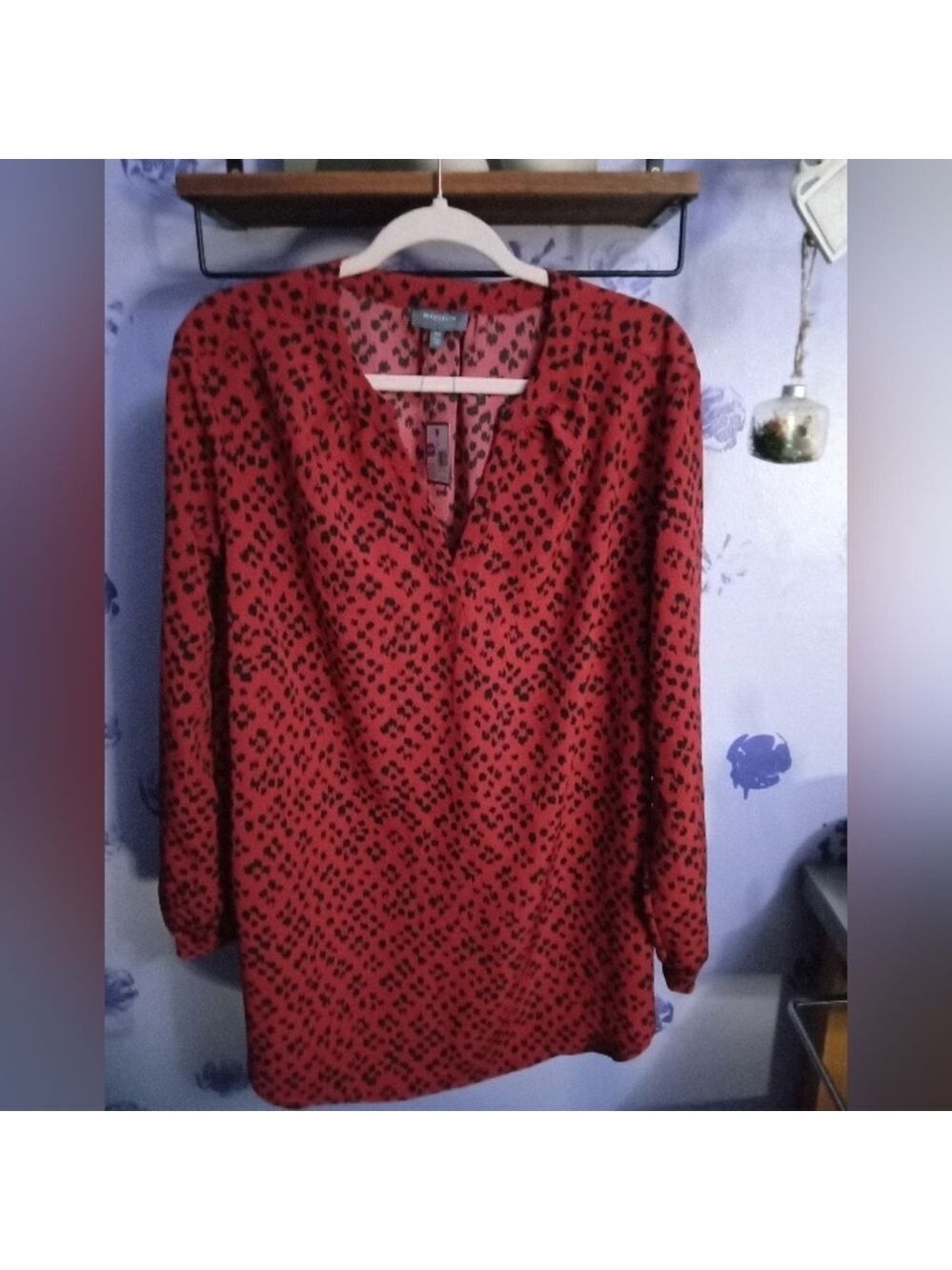 Madison Red and Black Geometric Blouse